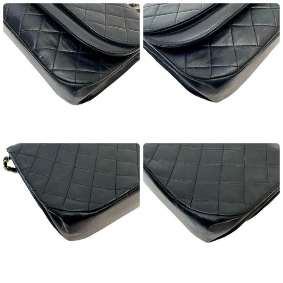 Authentic CHANEL Round Double Flap Quilted CC Logo Lambskin Chain Shoulder Bag - Picture 7 of 11